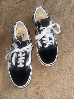 Vans Black & White Old Skool with Floral Panels